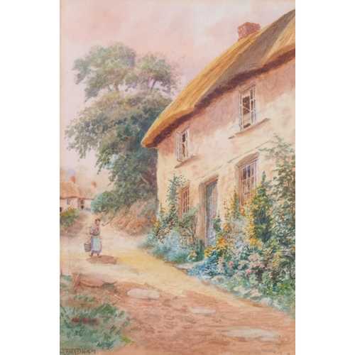 514 - E F Wadham, Devonshire Cottage, watercolour, circa 1900, 35cm x 23cm, framed