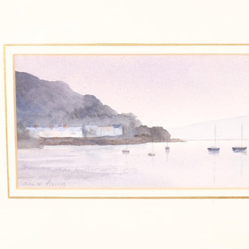 520 - Clare Davis, pair of panoramic coastal scenes, watercolour, signed, 10cm x 53cm, framed