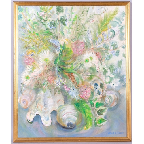 521 - Carol Kitson, floral still life, oil on board, signed, 60cm x 50cm, framed