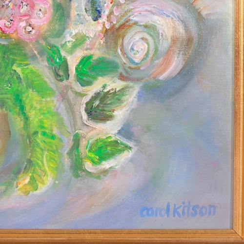 521 - Carol Kitson, floral still life, oil on board, signed, 60cm x 50cm, framed