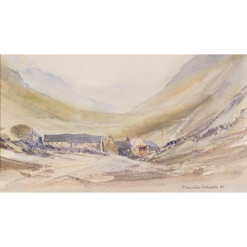 527 - Malcolm Edwards (born 1934), Welsh farm scene, 1981, watercolour, 18cm x 31cm, framed