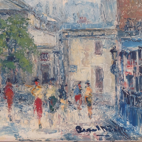 528 - 20th century French School, street scene Montmartre, oil on canvas, indistinctly signed and inscribe... 