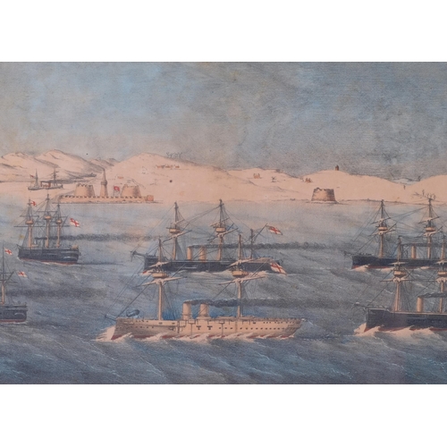 533 - Pair of British Navy prints, the British Fleet in Besika Bay 1877, and the British Squadron forcing ... 