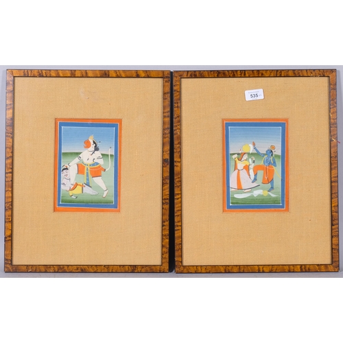 535 - Indian School, 2 gouache paintings, ceremonial scenes, image 16cm x 11cm, framed