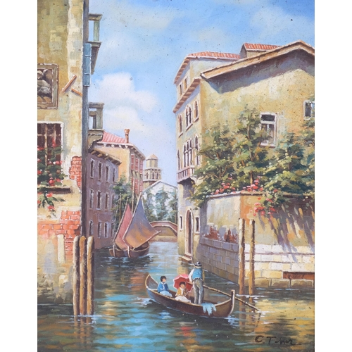 536 - Contemporary oil on board, Venice canal scene, 24cm x 19cm, framed