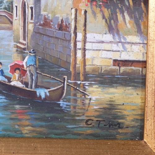 536 - Contemporary oil on board, Venice canal scene, 24cm x 19cm, framed