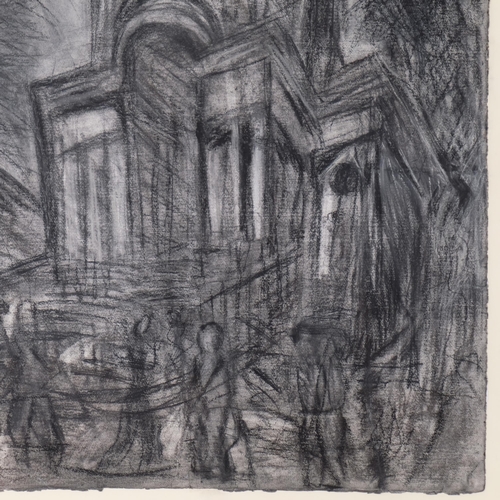 541 - Attributed to Leon Kossoff (1926 - 2019), Spitalfields circa 1991 - 1992, charcoal and crayon on pap... 