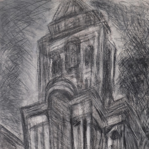 541 - Attributed to Leon Kossoff (1926 - 2019), Spitalfields circa 1991 - 1992, charcoal and crayon on pap... 