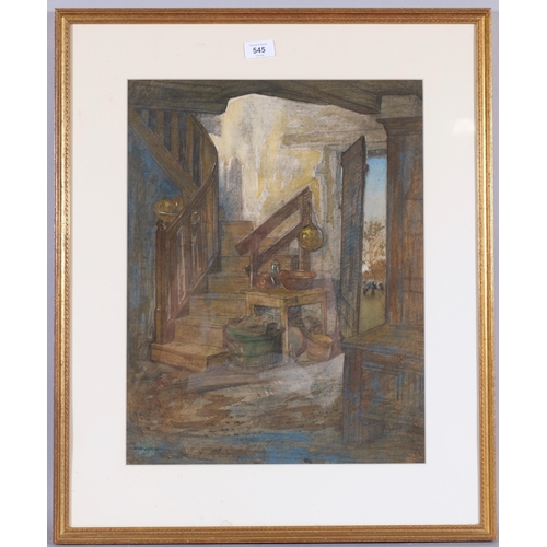 545 - Nicolaas Jungmann (1872 - 1935), interior scene, pastel/charcoal on paper, 50cm x 38cm, framed