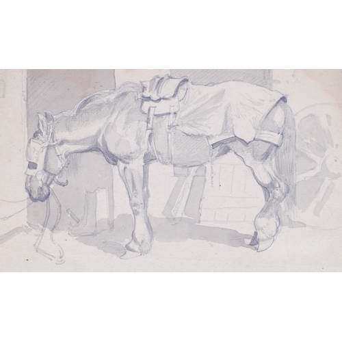 556 - 3 x 19th century pencil and wash studies of farm animals, 1 signed with monogram AJM, mounted (3)