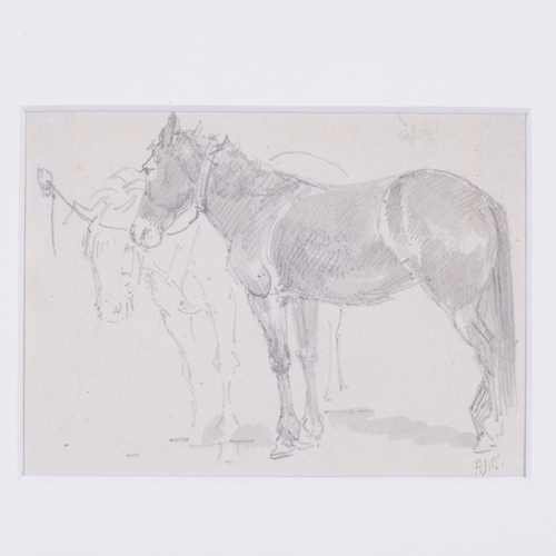 556 - 3 x 19th century pencil and wash studies of farm animals, 1 signed with monogram AJM, mounted (3)