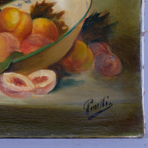 564 - Penelli, still life study, mid-20th century oil on canvas, 46cm x 55cm, unframed