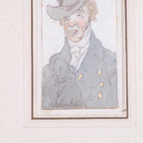 569 - Thomas Rowlandson (1756 - 1827), character portrait, watercolour, 9cm x 5cm, framed, provenance: The... 