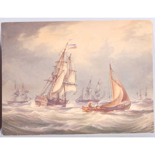 571 - William Joy (1803 - 1867), merchant ships in a storm, pair of watercolours, 22cm x 29cm, unframed, p... 