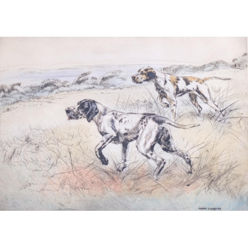 575 - Henry Wilkinson, Gundogs, 3 etchings, all signed in pencil, plate 24cm x 34cm, framed