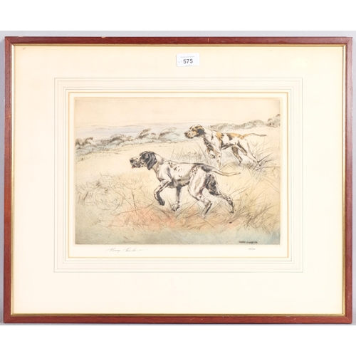 575 - Henry Wilkinson, Gundogs, 3 etchings, all signed in pencil, plate 24cm x 34cm, framed