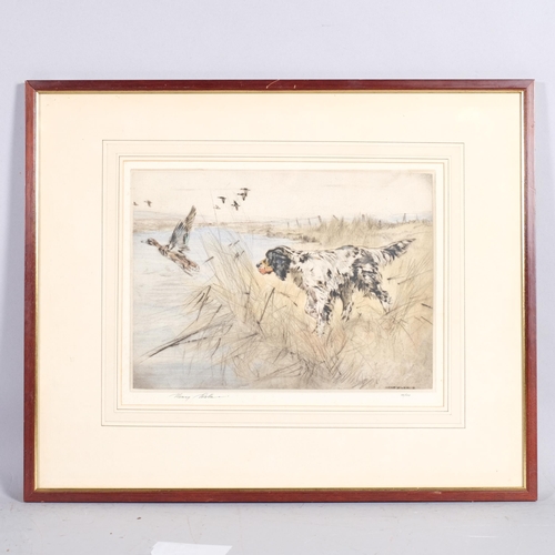 575 - Henry Wilkinson, Gundogs, 3 etchings, all signed in pencil, plate 24cm x 34cm, framed