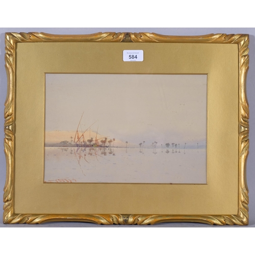 584 - Augustus Lamplough (1877 - 1930), a scene on the Nile, watercolour, 20cm x 30cm, framed