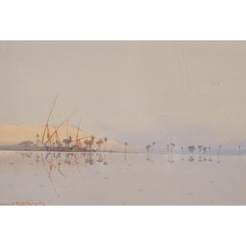 584 - Augustus Lamplough (1877 - 1930), a scene on the Nile, watercolour, 20cm x 30cm, framed