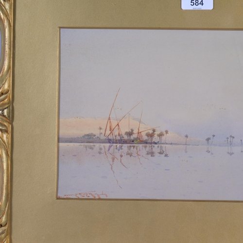 584 - Augustus Lamplough (1877 - 1930), a scene on the Nile, watercolour, 20cm x 30cm, framed