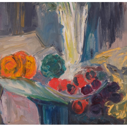 597 - Expressionist still life, mid-20th century oil on canvas, unsigned, 50cm x 40cm, framed