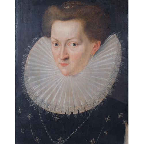 300 - Portrait of a lady thought to be Queen Elizabeth I, 17th/18th century English School, oil on oak pan... 