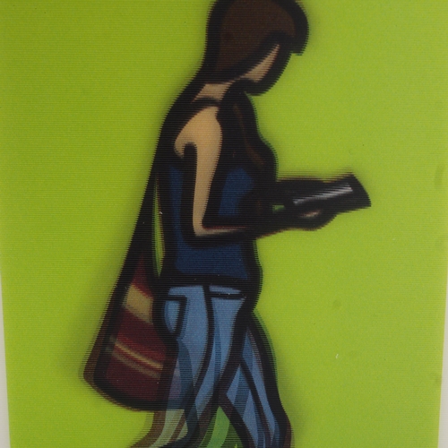 552 - Julian Opie (born 1958), Waitress 2014, lenticular card, 2014, 14.5cm x 9cm, unframed