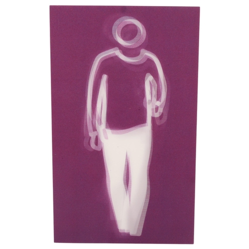 568 - Julian Opie (born 1958), lenticular card, dancing man on Maho Kubota Gallery card 2022, 14.5cm x 9cm... 