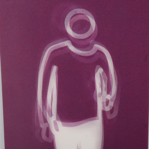 568 - Julian Opie (born 1958), lenticular card, dancing man on Maho Kubota Gallery card 2022, 14.5cm x 9cm... 