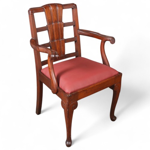 234 - RMS Queen of Bermuda, a 1930s Art Deco 1st class dining saloon armchair in walnut, with shaped back ... 