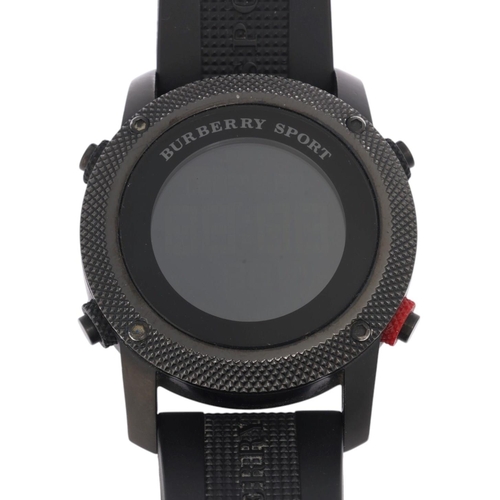 1002 - BURBERRY - a black Ionized stainless steel Sport digital quartz wristwatch, ref. BU7704, digital dia... 