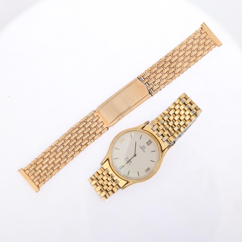 1006 - OMEGA - a Vintage gold plated stainless steel De Ville quartz bracelet watch, ref. 1365, white dial ... 