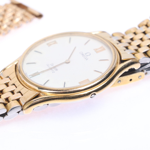 1006 - OMEGA - a Vintage gold plated stainless steel De Ville quartz bracelet watch, ref. 1365, white dial ... 