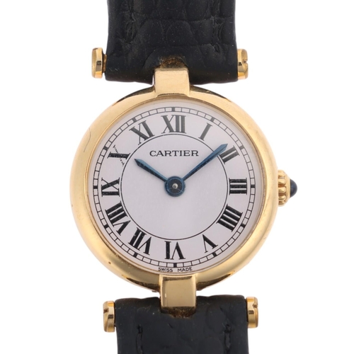 1017 - CARTIER - a lady's 18ct gold Vendome quartz wristwatch, ref. 2869, circa 1990s, white dial with Roma... 