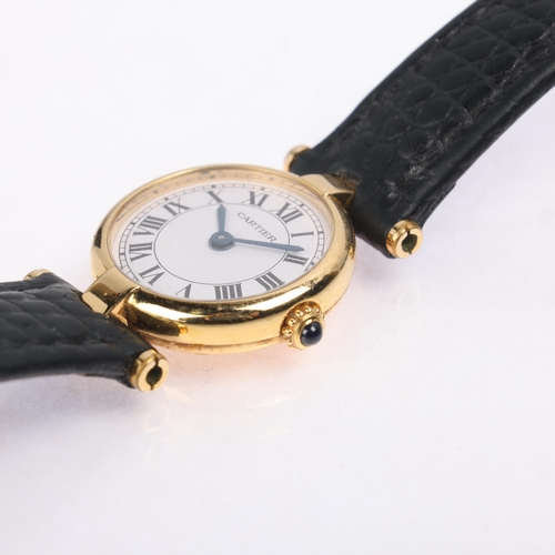 1017 - CARTIER - a lady's 18ct gold Vendome quartz wristwatch, ref. 2869, circa 1990s, white dial with Roma... 