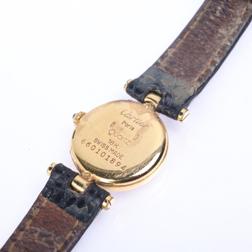 1017 - CARTIER - a lady's 18ct gold Vendome quartz wristwatch, ref. 2869, circa 1990s, white dial with Roma... 