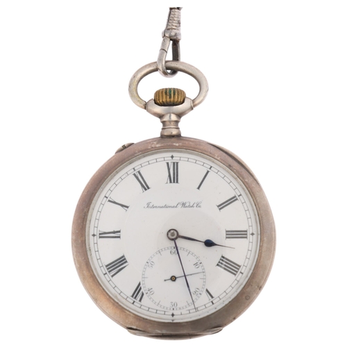 1027 - IWC (INTERNATIONAL WATCH COMPANY) - a Continental 800 silver open-face keyless pocket watch, white e... 