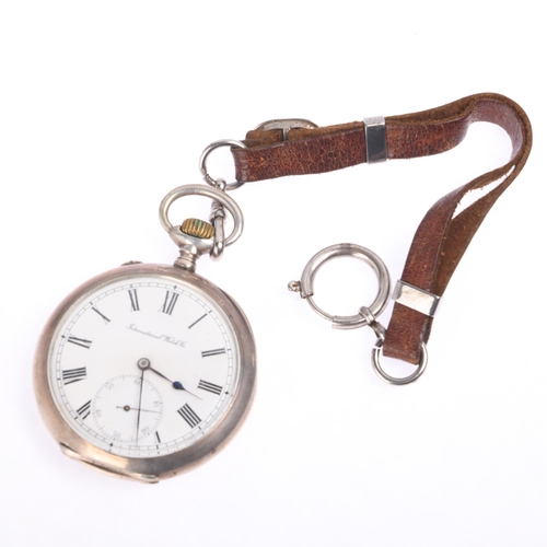 1027 - IWC (INTERNATIONAL WATCH COMPANY) - a Continental 800 silver open-face keyless pocket watch, white e... 