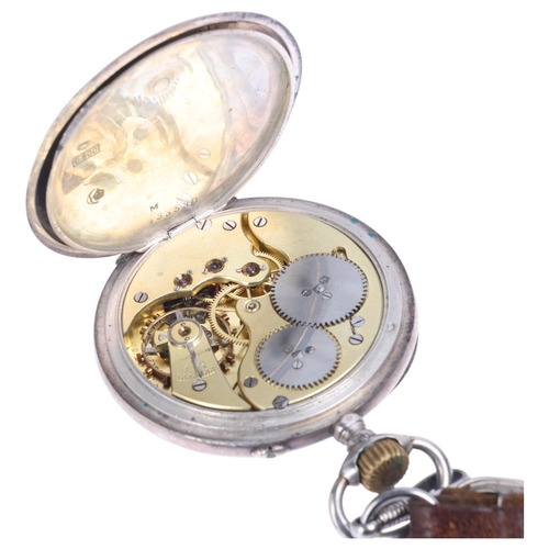 1027 - IWC (INTERNATIONAL WATCH COMPANY) - a Continental 800 silver open-face keyless pocket watch, white e... 