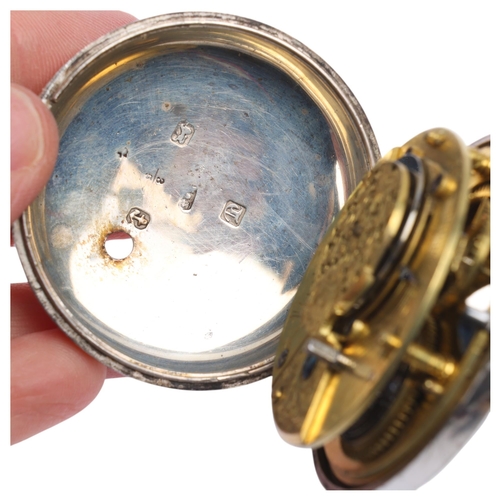 1028 - A mid-19th century silver pair-cased open-face key-wind verge pocket watch, by John Fawcett of Richm... 