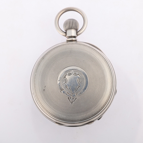 1030 - WALTHAM - a late 19th century silver open-face keyless pocket watch, white enamel dial with Roman nu... 