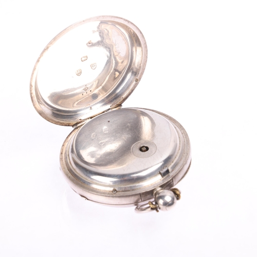 1038 - 2 silver open-face key-wind pocket watches, largest case width 49mm, both working order (2)