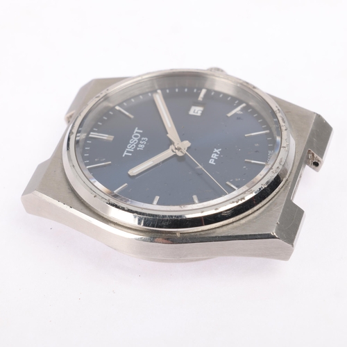 1043 - TISSOT - a stainless steel PRX quartz bracelet watch head, ref. T137.410, blue dial with baton hour ... 