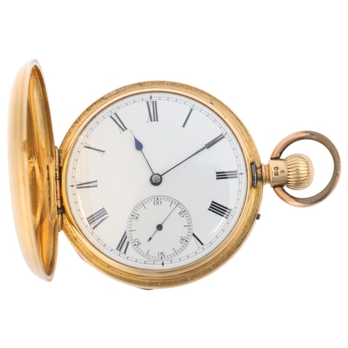 1045 - A late 19th century 18ct gold full hunter keyless pocket watch, by George Oram & Son of London, whit... 