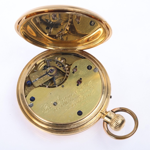 1045 - A late 19th century 18ct gold full hunter keyless pocket watch, by George Oram & Son of London, whit... 