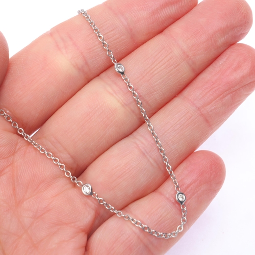 1131 - An 18ct white gold diamond spacer link chain necklace, maker BC Ltd, Sheffield 1999, set with 19 x 0... 