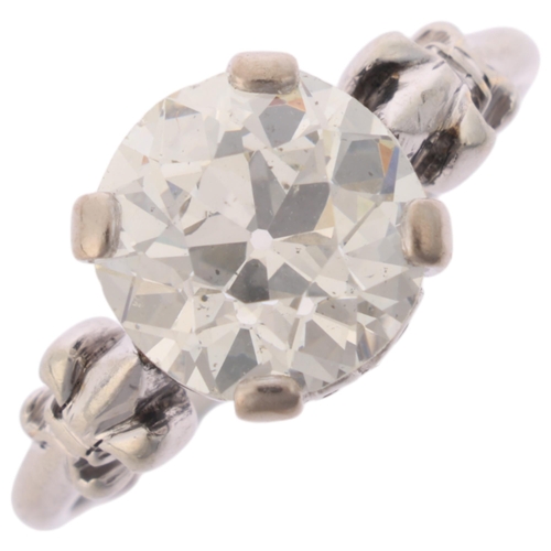 1153 - An Art Deco 2.63ct single stone diamond ring, circa 1920, 4-claw set with a 2.63ct round old-cut dia... 