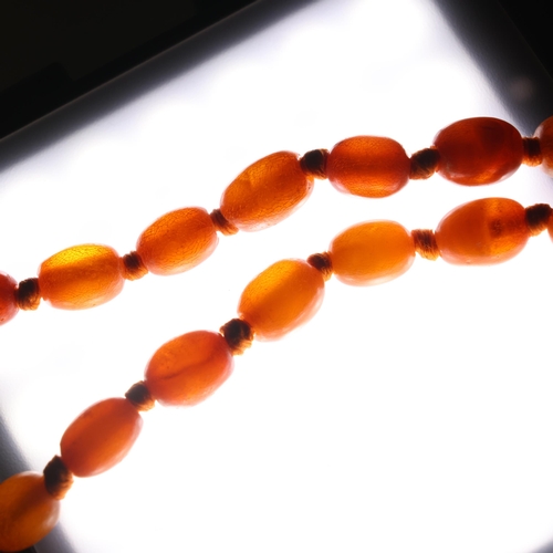 1175 - 3 amber bead necklaces, including single-strand graduated butterscotch example, beads measure: 16.3m... 