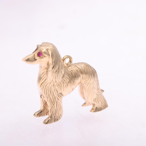 1186 - A Vintage 9ct gold Afghan Hound dog charm/pendant, indistinct maker, London 1959, height 20.1mm, 4.6... 