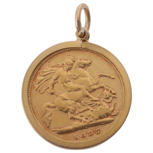 1191 - A Victoria 1895 gold half sovereign coin, in 9ct gold pendant mount, 20.4mm, 4.9g